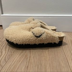 Shearling Birkenstock Clogs